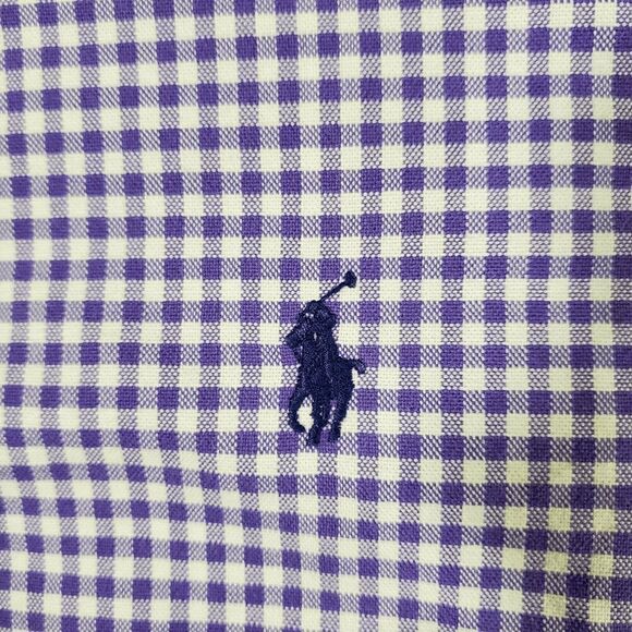 Polo Ralph Lauren Shirt Mens Large Purple White Plaid Classic Collar Button Down - Picture 5 of 8